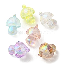 UV Plated Transparent Acrylic Beads, Bubble Style, Mushroom, Mixed Color, 36x25mm, Hole: 3mm(OACR-B020-06)