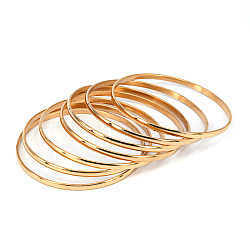 201 Stainless Steel Bangles, Golden, Inner Diameter: 2-5/8 inch(6.8cm), 0.36x0.15cm, about 7pcs/set(BJEW-O115-24)