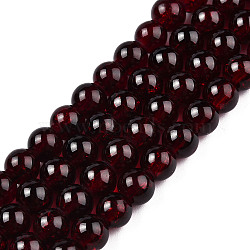 Crackle Glass Beads Strands, Round, Dark Red, 6mm, Hole: 1.3~1.6mm, about 133pcs/strand, 31.4 inch(CCG-Q001-6mm-18)