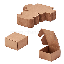 Kraft Paper Box, Folding Box, Square, Tan, 6.2x6.2x3.5cm(X-CON-WH0036-01)