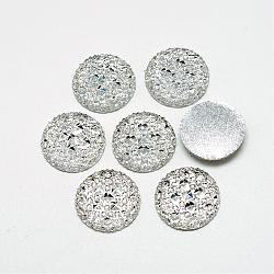 Resin Cabochons, Bottom Silver Plated, Half Round/Dome, White, 25x4.5~5mm(CRES-Q192-25mm-10)