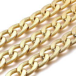 Aluminium Curb Chains, with Spool, Unwelded, Golden, 16x11x3mm, about 32.81 Feet(10m)/Roll(CHA-F004-06G)