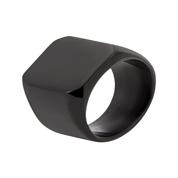 1Pc Stainless Steel Square Finger Rings for Men, Black, 14mm, US Size 6 3/4(17.1mm)