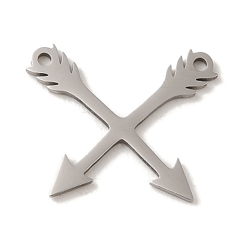 201 Stainless Steel Pendants, Laser Cut, Arrow Charm, Stainless Steel Color, 16x19x1mm, Hole: 1.2mm