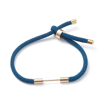Braided Nylon Cord Bracelet Making, with Brass Findings, Blue, 9-1/2 inch(24cm), Link: 30x4mm