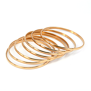 201 Stainless Steel Bangle Sets, Golden, 67.5mm, 3.8mm, about 7pcs/set