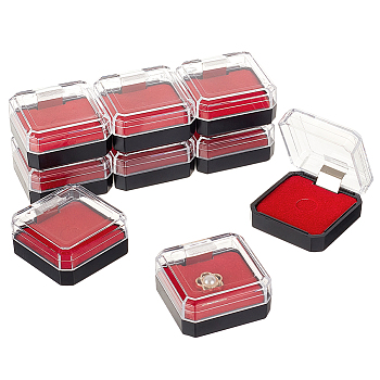 Plastic Presentation Boxes for Badge Storage & Display, Red, 41x41.5x22mm