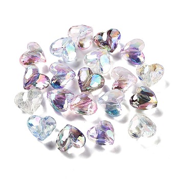 Transparent Acrylic Beads, Heart, Mixed Color, 17x19x12mm, Hole: 2mm