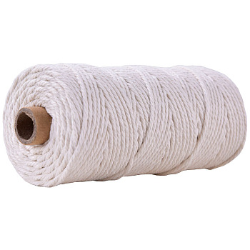 Cotton String Threads for Crafts Knitting Making, Ghost White, 3mm, about 109.36 Yards(100m)/Roll