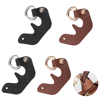 2 Pairs 2 Colors Leather Undamaged Bag D Ring Connector, No Punch Detachable Bag Handle Cover for Adding Handbag Crossbody Shoulder Strap, Mixed Color, 6.1x4.3x1.05cm, 1 pair/color