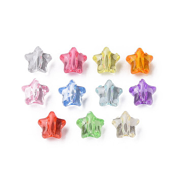 Transparent Acrylic Beads, Star, Mixed Color, 9x9.5x5.5mm, Hole: 2mm, about 2000pcs/500g