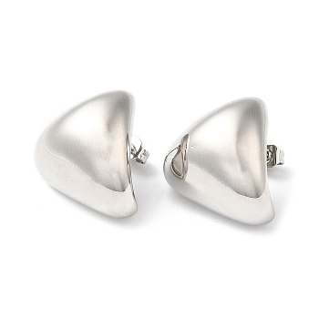 Rack Plating Brass Twist Triangle Stud Earrings, Platinum, 18x19mm