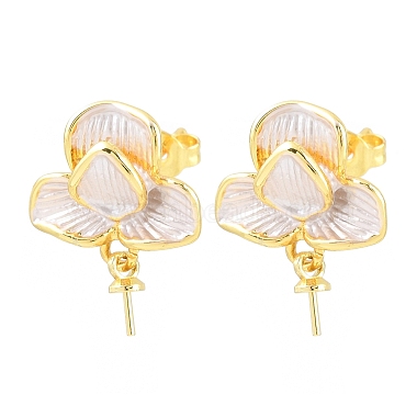 Brass Enamel Stud Earring Findings(KK-CBA58F9-01G-05)-1