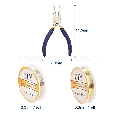 Round Copper Jewelry Wire with 6-in-1 Bail Making Pliers(CWIR-YW0001-01)-2