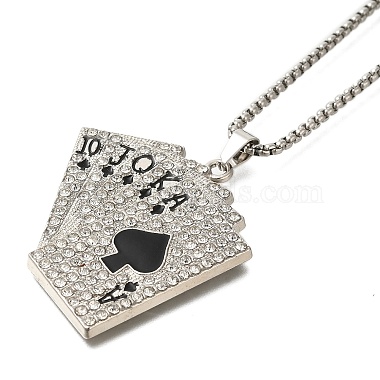 Alloy Full Crystal Rhinestone Playing Cards Pendant Necklaces(NJEW-R001-01P-02)-2