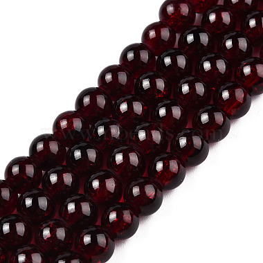 6mm Brown Round Crackle Glass Beads