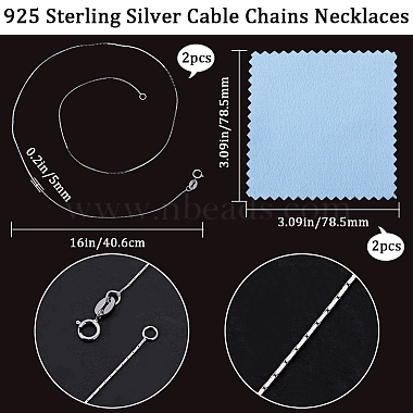 Ensemble de colliers à chaîne coréens en argent sterling plaqué rhodium 2 pièces Beebeecraft anti-ternissement 925(STER-BBC0006-13A)-2