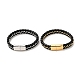 Bracelet cuir & 304 cordon tressé acier inoxydable avec fermoir aimanté pour homme femme(BJEW-C021-21)-1