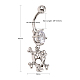 Piercing Jewelry Real Platinum Plated Brass Rhinestone Pirate Style Skull Navel Ring Belly Rings(AJEW-EE0001-28)-2