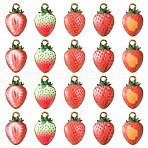 25Pcs 5 Styles Printed Alloy Pendants, Lead Free & Cadmium Free & Nickel Free, Strawberry Charm, Light Gold, Red, 17x10.5x2.5mm, Hole: 1.8mm, 5pcs/style(PALLOY-CJ0002-58)