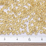 MIYUKI Round Rocailles Beads, Japanese Seed Beads, 11/0, (RR2) Silverlined Light Gold, 11/0, 2x1.3mm, Hole: 0.8mm, about 5500pcs/50g(SEED-X0054-RR0002)