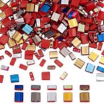 250Pcs 10 Style Electroplate Opaque Glass Seed Beads, 2-Hole, Rectangle, Mixed Color, 4.5~5.5x2~5.5x2~2.5mm, Hole: 0.5~0.8mm(SEED-AR0001-34)