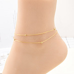 Stainless Steel Charm Anklets for Women, Real 18K Gold Plated, Round, 8.27 inch(21cm)(WG18C2B-15)