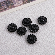 Opaque Acrylic Beads, Flower, Black, 9x5mm, Hole: 2mm(PW-WG77334-02)