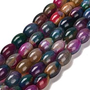 Natural Agate Beads Strands, Bongo Shape, Dyed & Heated, Drum, Colorful, 13~14x10mm, Hole: 1.2mm, about 28pcs/strand, 15.16''(38.5cm)(G-B079-E01-01D)
