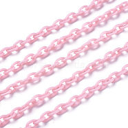 ABS Plastic Cable Chains, Oval, Pink, 14.96 inch~15.35 inch(38~39cm), 5.5~6mm(X-KY-E007-03H)