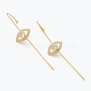 Brass Micro Pave Clear Cubic Zirconia Ear Wrap Crawler Hook Earrings, Eye, Real 18K Gold Plated, 55x13.5mm, Pin: 1mm(EJEW-J101-19G)