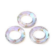 Electroplate Glass Linking Rings, Crystal Cosmic Ring, Prism Ring, Faceted, Round Ring, Pearl Pink, 30x6.5mm, Inner Diameter: 17mm(GLAA-A008-04C-06)