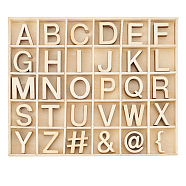 Unfinished Wood Letter A~Z & Symbol Pieces Sets, Children Toys, Light Khaki, 29.5x6~29.5x1.5mm, 180pcs/set(DJEW-WH0015-35)