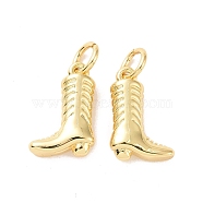 Rack Plating Brass Charms, with Jump Ring, Long-Lasting Plated, Cadmium Free & Lead Free, Boot, Real 18K Gold Plated, 13x9x3.5mm, Hole: 3mm(X-ZIRC-C042-08G)