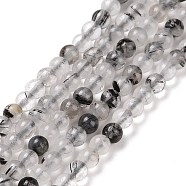 Natural Black Rutilated Quartz Beads Strands, Round, 3mm, Hole: 0.6mm, about 139pcs/strand, 15.55 inch(39.5cm)(G-C009-C01)