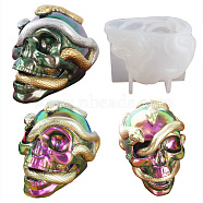 DIY Decoration Silicone Molds, Resin Casting Molds, For UV Resin, Epoxy Resin Jewelry Making, Skull, White, 102x70x75mm(DIY-D051-05)