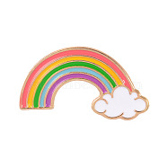 Creative Zinc Alloy Brooches, Enamel Lapel Pin, with Enamel and Iron Butterfly Clutches or Rubber Clutches, Rainbow, Golden, Colorful, 17.5x33mm, Pin: 1mm(JEWB-Q031-075)