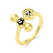 Round Brass Rhinestone Open Cuff Rings for Women, Golden, Inner Diameter: 18mm(RJEW-P112-02A-G)