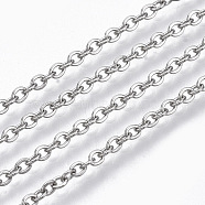 304 Stainless Steel Cable Chains, Soldered, Flat Oval, Stainless Steel Color, 2.7x2x0.4mm, about 6.56 Feet(2m)/strand(CHS-S006-JN944-2)