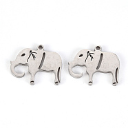 201 Stainless Steel Pendants, Laser Cut, Elephant, Stainless Steel Color, 14.5x17.5x1mm, Hole: 1.4mm(STAS-Q238-019A)