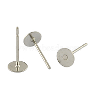 304 Stainless Steel Flat Round Blank Peg Stud Earring Findings, Stainless Steel Color, 12x4mm, Pin: 0.6mm(X-STAS-S028-23)