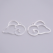 Alloy Open Back Bezel Pendants, For DIY UV Resin, Epoxy Resin, Aries, Silver, 28x42x2mm, Hole: 2.5mm(PALLOY-WH0081-43)