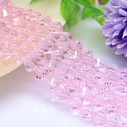 Faceted Polyhedron Imitation Austrian Crystal Bead Strands, Grade AAA, Pearl Pink, 8mm, Hole: 0.9~1mm, about 50pcs/strand, 15.7 inch(G-M183-8mm-03A)