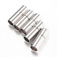 Brass Clasps, Column, Platinum, 17x5mm, Half Hole: 4mm(KK-T005-03P)