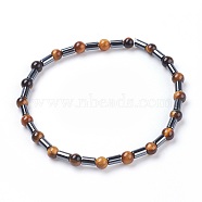 Natural Tiger Eye Stretch Bracelets, with Hematite Beads, 2-1/4 inch(5.7cm)(BJEW-JB03740-01)
