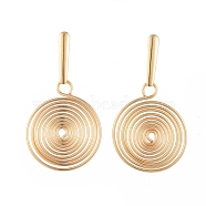 Copper Vortex Dangle Stud Earrings, with 304 Stainless Steel Stud Findings, Gold Plated Brass Ear Nuts, Cardboard Box, Golden, 39.3mm, Pin: 0.8mm(X-EJEW-JE03897)