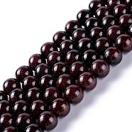 Round Natural Garnet Beads Strands, 10mm, Hole: 1mm, about 38pcs/strand, 15.7 inch(G-D751-10mm)