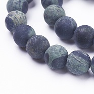 Natural Kambaba Jasper Beads Strands, Frosted, Round, 12mm, Hole: 1.2mm, about 32pcs/strand, 15.3 inch(39cm)(G-F520-53-12mm)