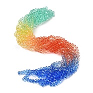 Transparent Painted Glass Beads Strands, Faceted, Rondelle, Colorful, 6x5mm, Hole: 1mm, about 80pcs/strand, 16.54''(42cm)(DGLA-A034-T6mm-A02)