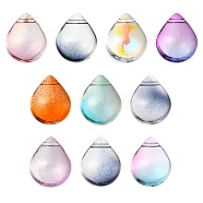 Electroplate Transparent Glass Beads, Top Drilled, Teardrop, Mixed Style, Mixed Color, 12x9x6mm, Hole: 1mm(EGLA-YW0001-57)